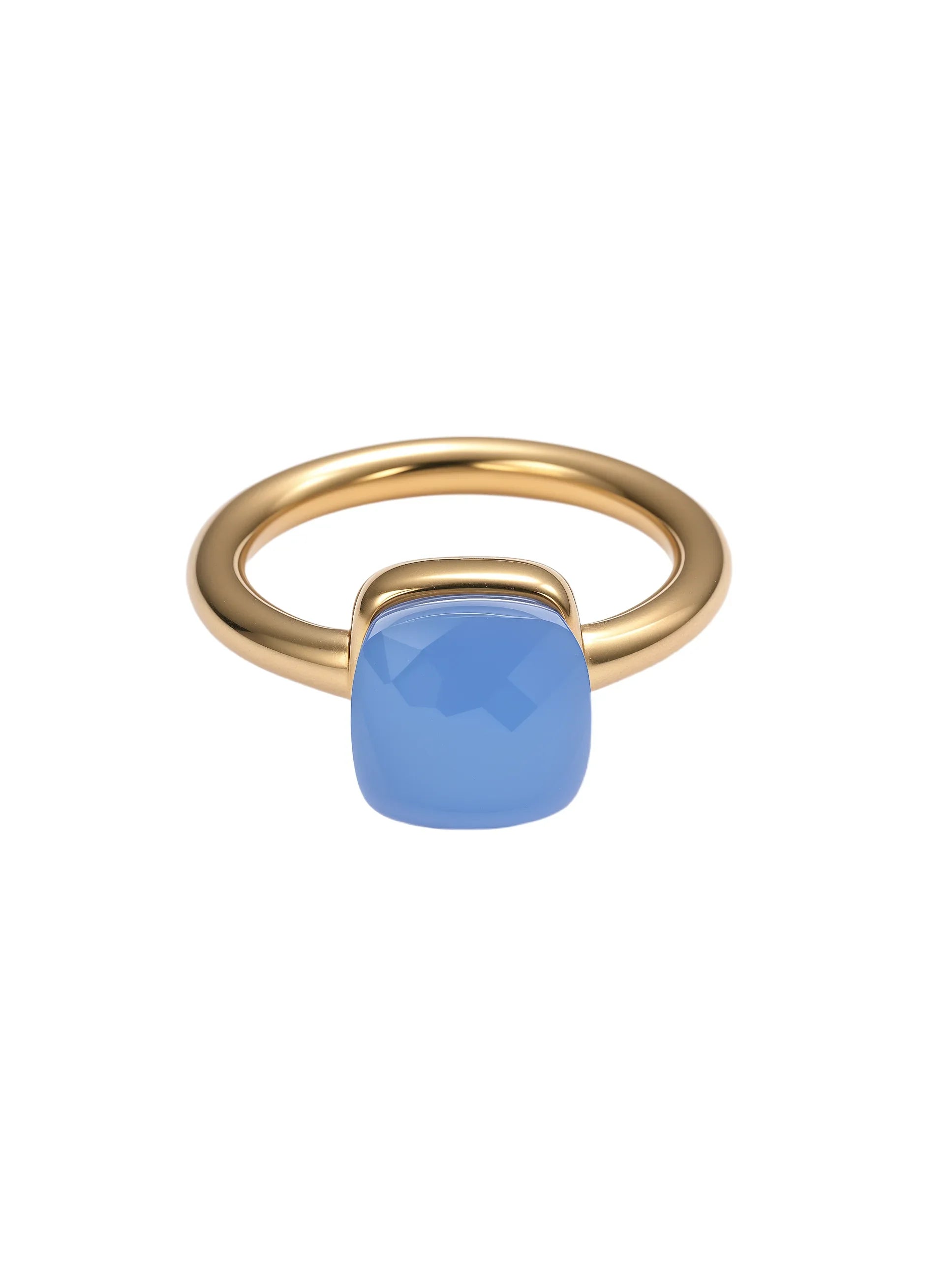 Colorful Crystal Nude Ring for Women 18K Gold Plated Stainless Steel Candy Color Square Stone Statement Rings Jewelry Gift