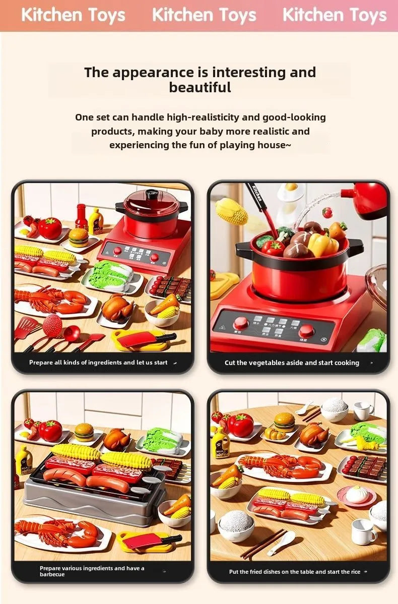 Kids Mini Home Kitchen Utensils Toy Girls Pretend Play Cooking Simulated Food Game Boys Educational Birthday Gifts 3+ Year Old