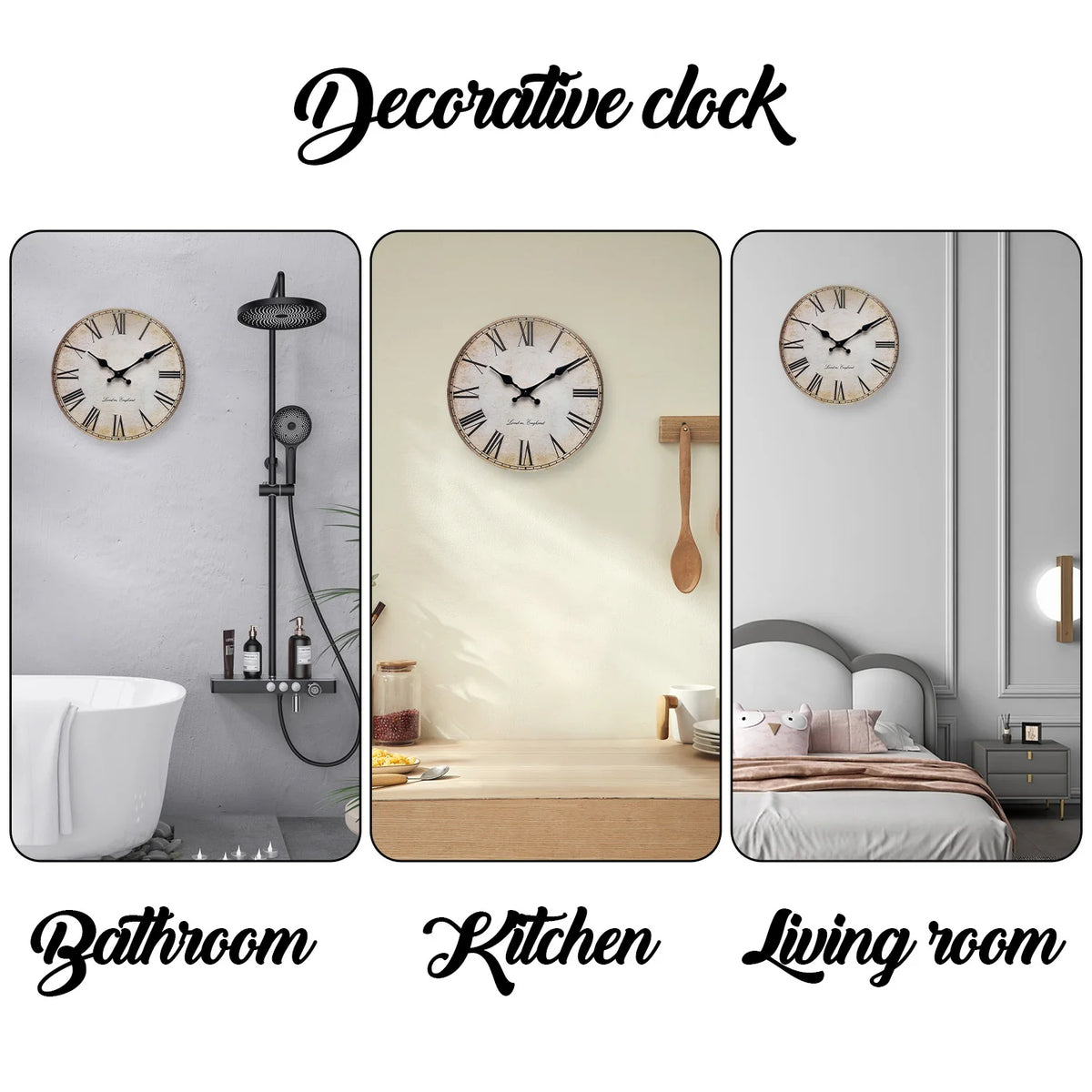 European-Style Retro Roman Numeral Wooden Wall Clock for Living Room, Bedroom, Kitchen, Home Decoration, Silent Quartz Clock, Holiday Gift, 10 Inches, 12 Inches (No Battery)