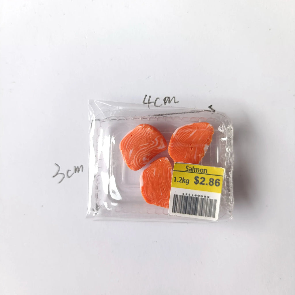 New Miniature Supermarket Food Simulation Beefsteak Salmon Bacon Beef Roll for Doll House Mini Kitchen Clay Food Accessories