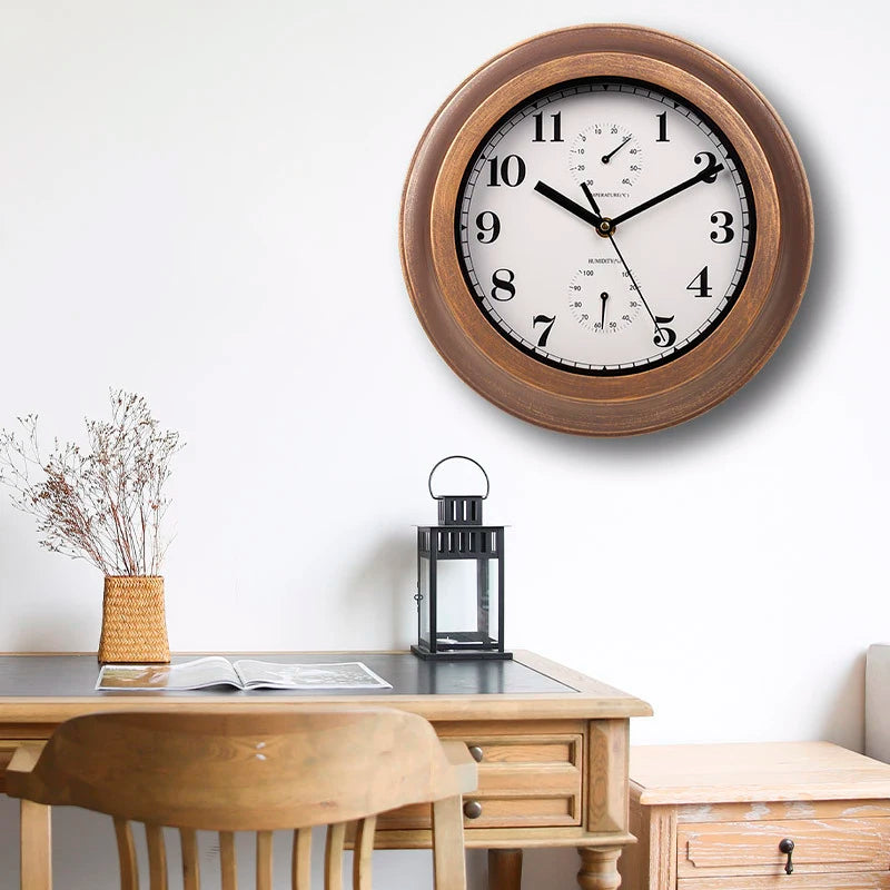 12 Inch Outdoor Waterproof Wall Clock Bathroom Kitchen Patio Shop Living Room Decorative Wall Clock Stylish Silent Wall Clock