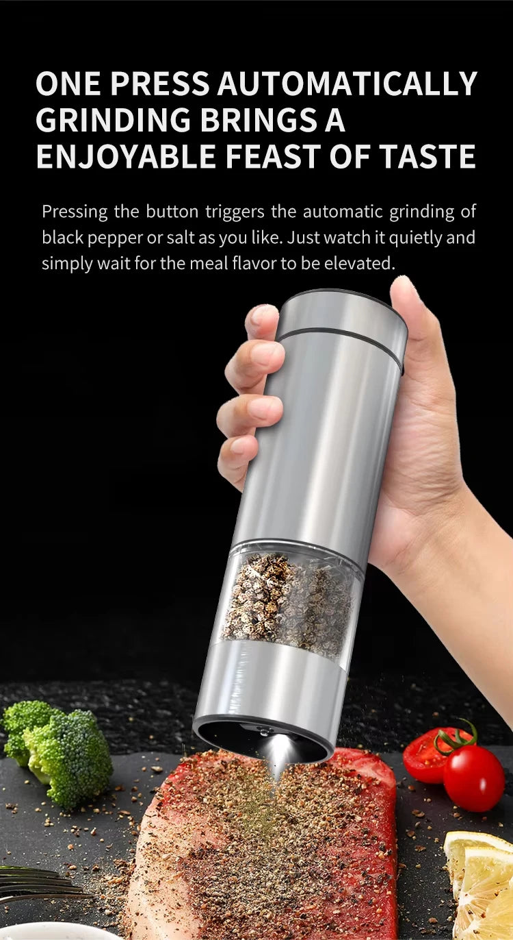 1/2pcs Electric Automatic Salt And Pepper Grinder Set with LED Light Adjustable Spice Mill Kitchen Tools for Cooking