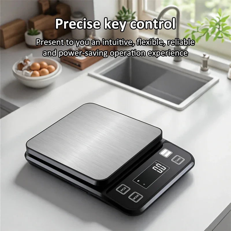 3/5/10kg 0.1g Food Scale Digital Electronic Kitchen Scale Fully Waterproof Stainless Steel Scale Food Snack Weighing Baking Tool