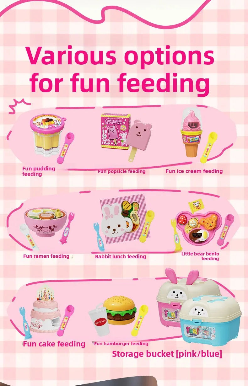 Little Bear Shape Pudding Feeding Set Pretend Play Early Education Lunch Box Pudding Toy Simulation Model Play House Toys Gifts