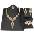 Arabic Jewelry Sets Morocco Choker Necklace Dangler Earring Bracelet Ring Gold Color Ethnic Women Charm Bijoux