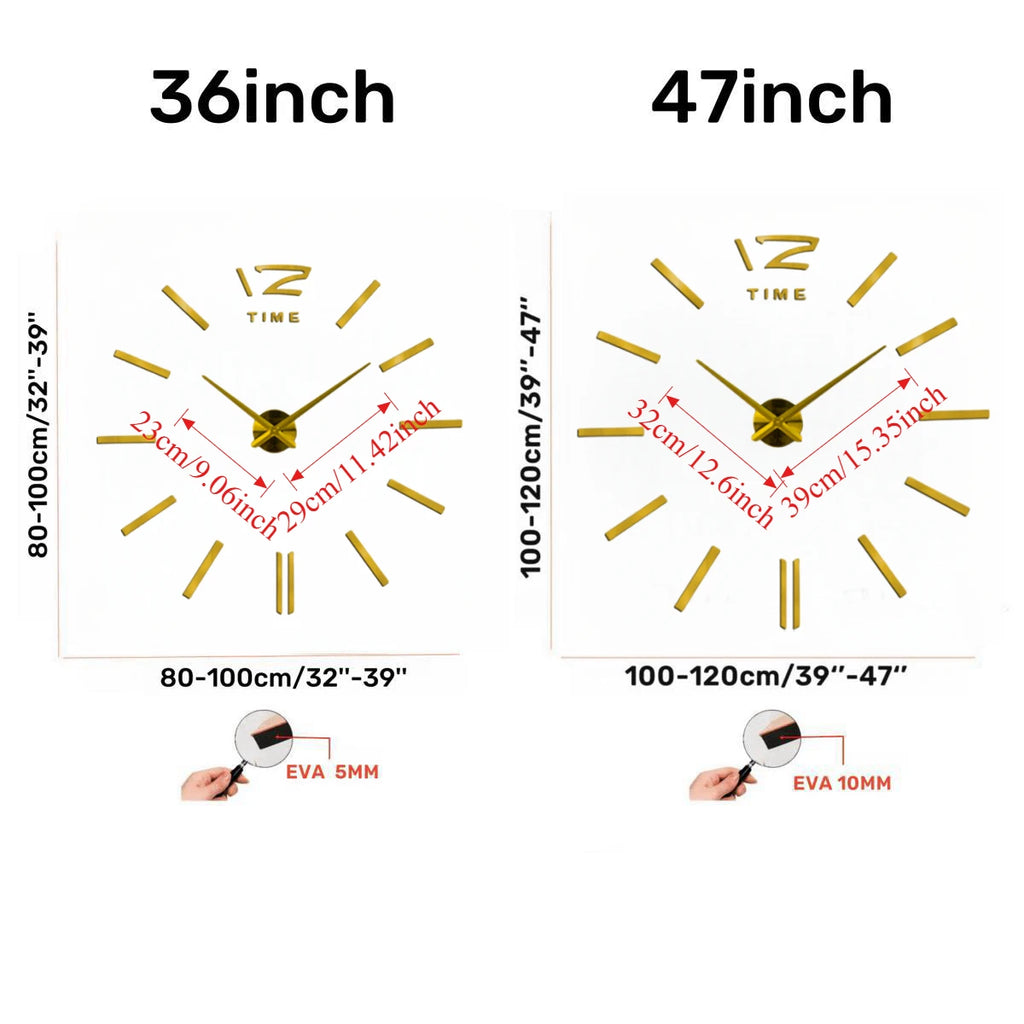 New Modern Design Large Wall Clock 3D DIY Quartz Clocks Fashion Watches Acrylic Mirror Stickers Living Room Home Decor Horloge
