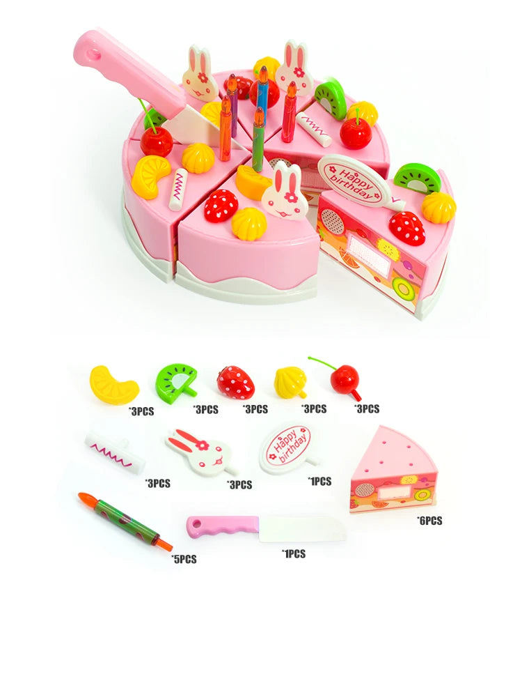 Girl Toy Cake DIY Minature Food Tea Set Simulation Pretend Play Kitchen Kid Cut Game Education Children Toys For 3 Year Birthday