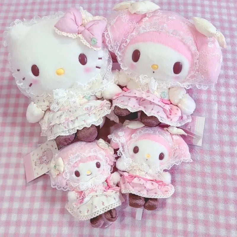 Forest Series Hello Kitty Floral Lace dress My Melody Plush Toy Keychain ballet dance My Sweet Piano KT Stuffed doll pendant
