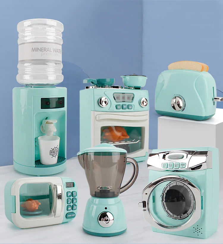 Simulation Kitchen Appliance Playset Kids Pretend Play Kitchen Toy Mini Household Appliance Role-Play Set Educational Toys Gifts