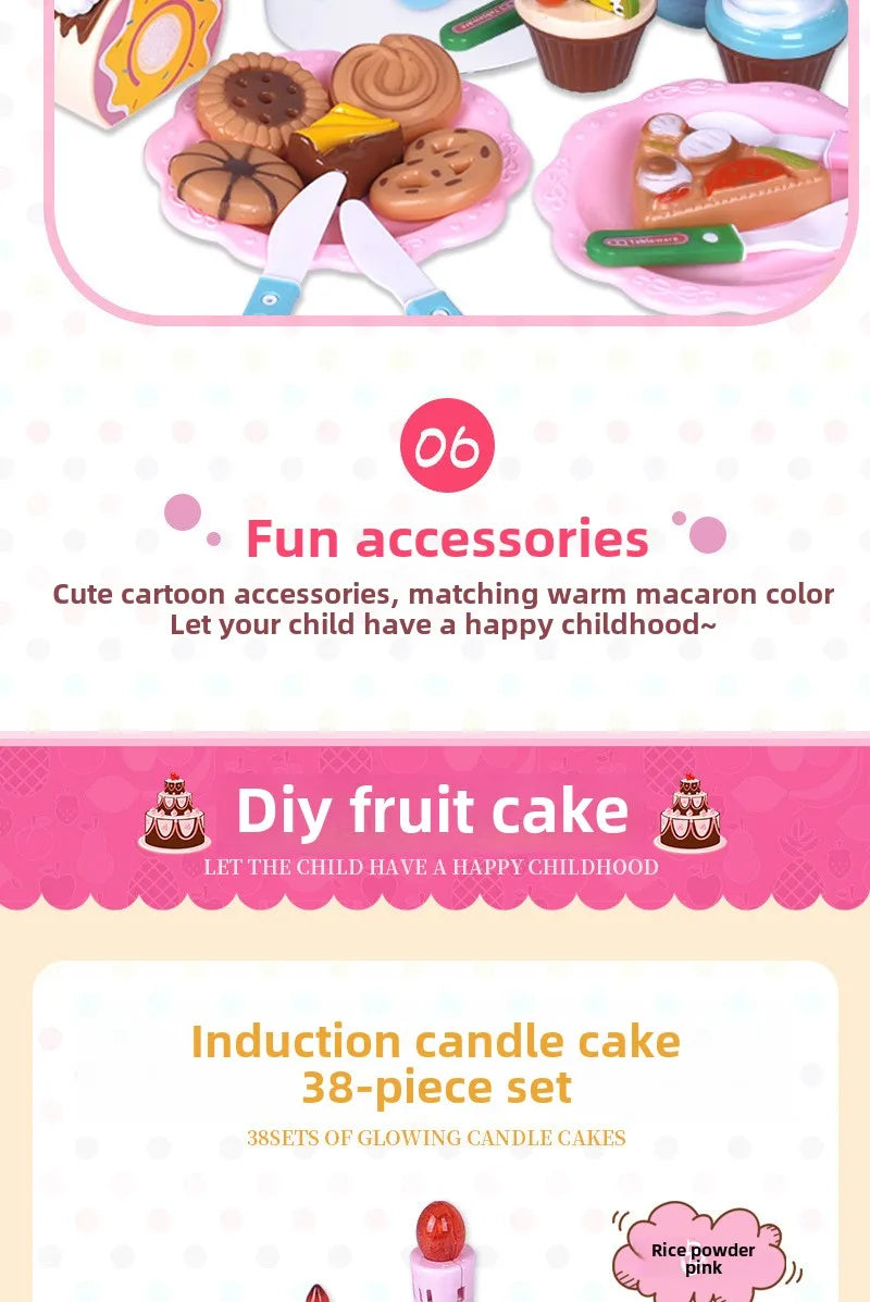 Children Pretend Cake Goodies Play Simulated Kitchen Toys Plastic Cutting Food Kids Toy Object Cognition Boys Girl Birthday Gift