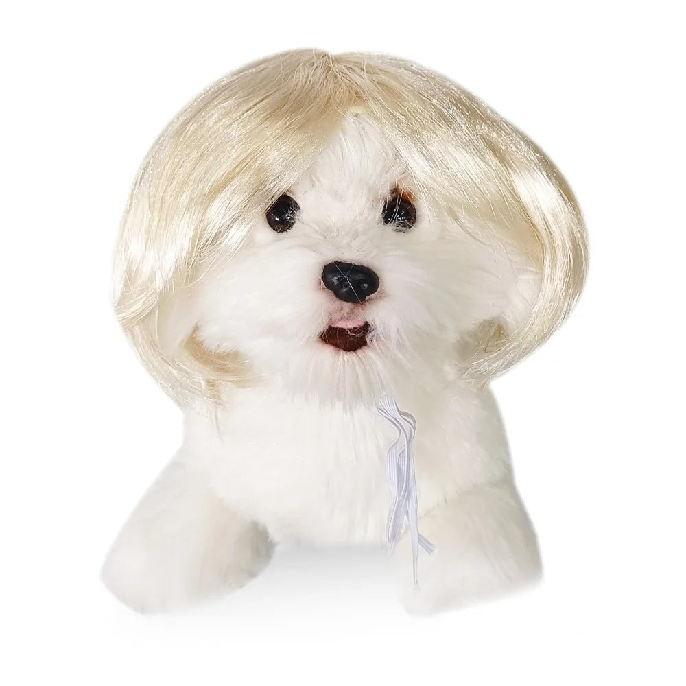 Cute Funny Pet Wig Adjustable Elastic Band Design Cat Wig Dog Wig Pet Cosplay Props Photography Prank Gifts