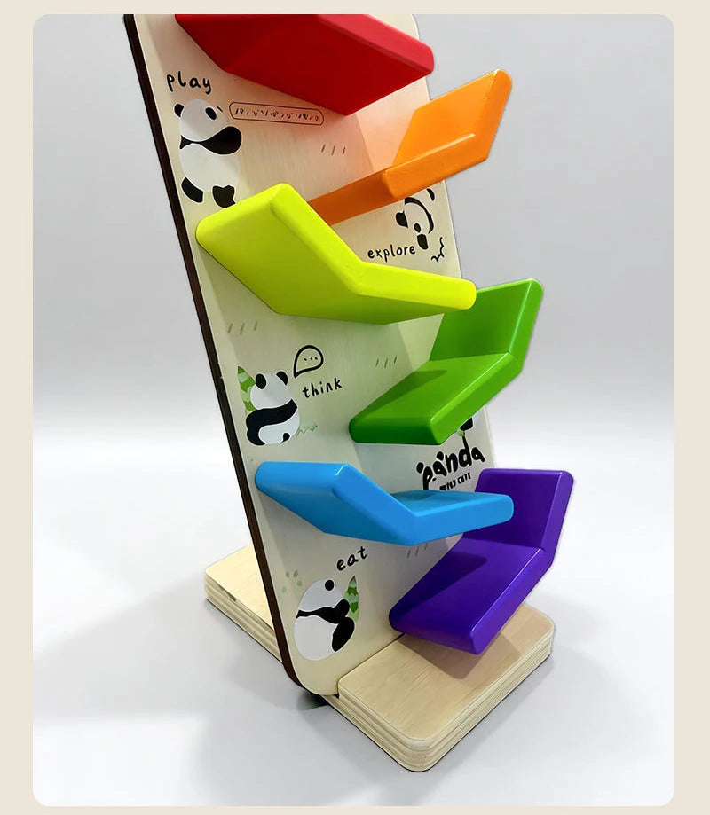 Wooden Animal Glider Car Early Education Focus Training Multi-layer Track Rolling Vehicle Parent-Child Interaction Toy for Kids