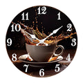 A Stylish Modern Coffee Cup Splash Wooden Wall Clock for Living Room, Bedroom, Kitchen, Home Decoration, Silent Quartz Clock, Holiday Gift, 10 Inches, 12 Inches (No Battery)