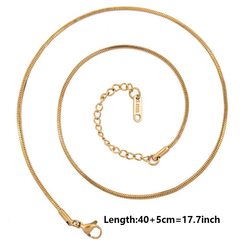 10pcs/Lot Gold Color Stainless Steel Chain 45cm Adjustable Necklace Width 1.2/1.5/1.6/2.2/2.5/3mm Men Women Jewelry Chain Bulk