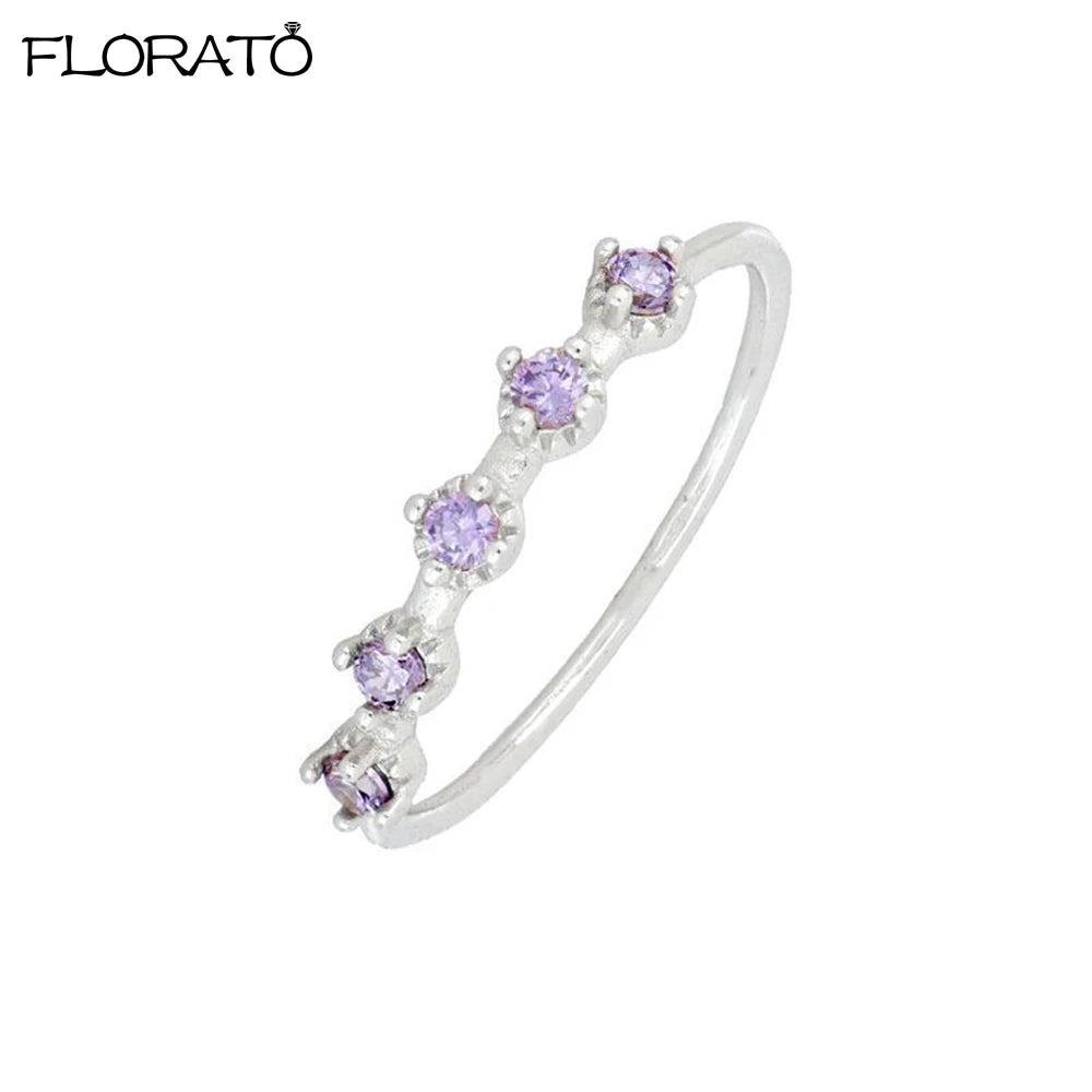 Trendy 18K Gold Plated Engagement Ring for Women Luxury Fashion Elegant Purple Crystal Wedding Rings Party Jewelry Gifts
