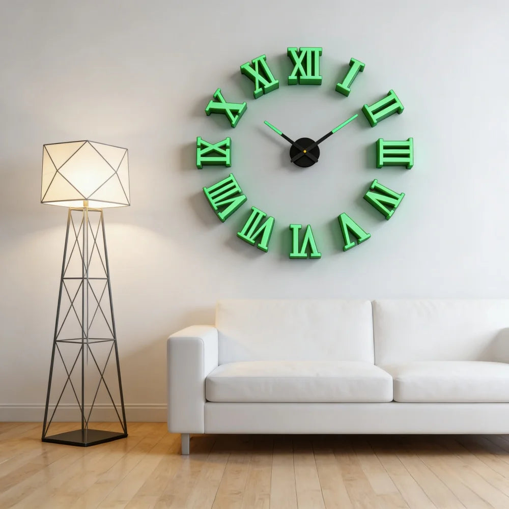 2D/3D Large Roman Numeral Acrylic Mirror Wall Clock Sticker Fashion DIY Quartz Clocks Watch Home Decoration Living Room Stickers