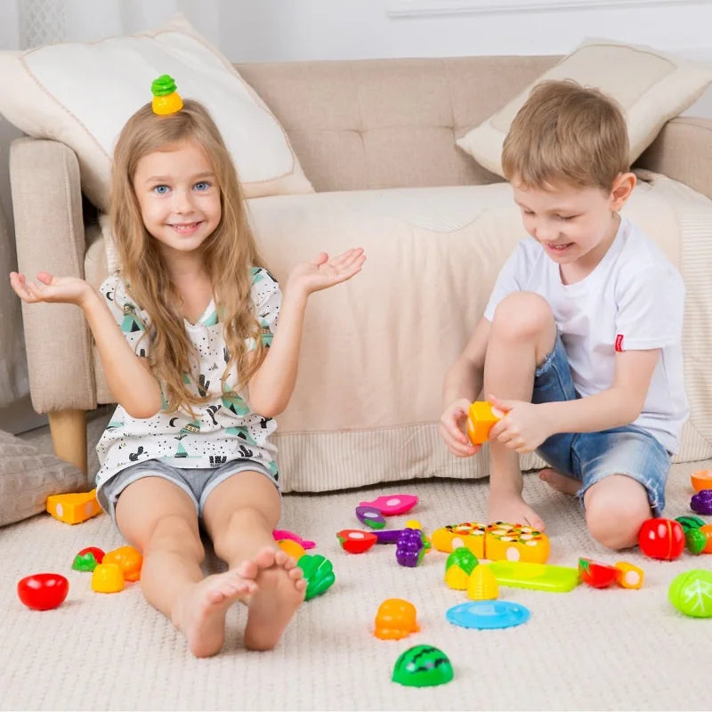 Cutting Fruits Vegetables Toys Set Game Baby Plastic Food Toy Simulated Kitchen Toy Children Pretend Play Cakes Toys Girls Gifts