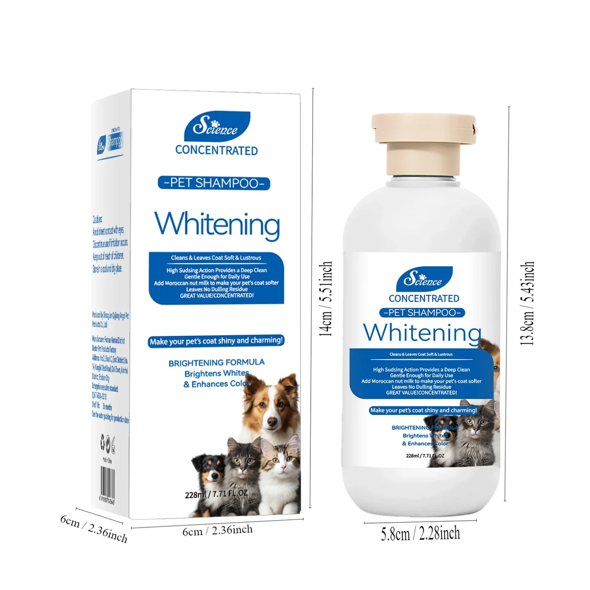 228ML Soothing Pet Grooming Shampoo for Sensitive Skin - Hypoallergenic Formula for Cats and Dogs