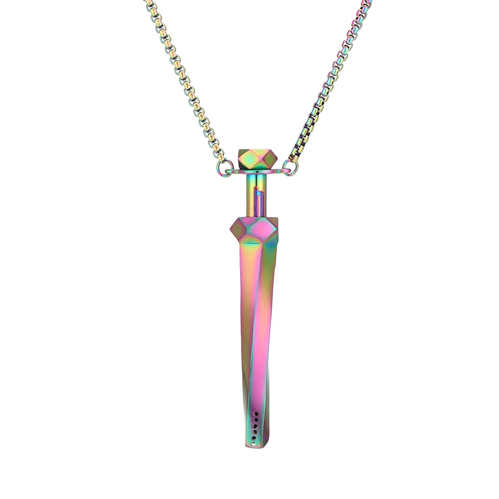 Geometric Cut Breathing Necklace: 2-in-1 Spring Telescopic Straw for Anxiety Relief, Stress Relief & Mindfulness