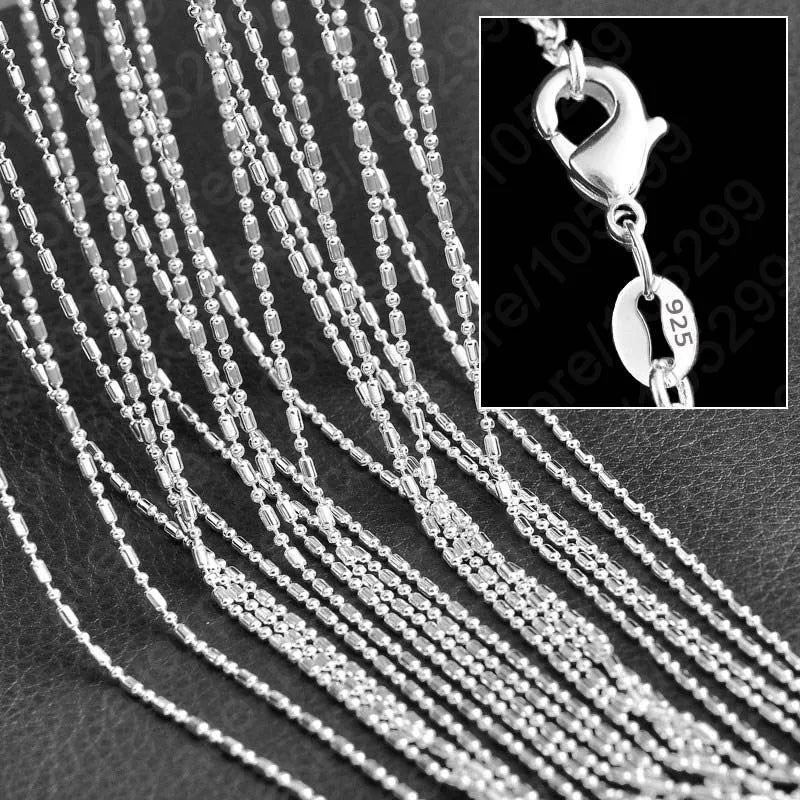 10 PCS Multiple Models Top Grade Fashion Jewelry 925 Sterling Silver 16-30 Inches Necklace Chains With Lobster Clasps Wholesale