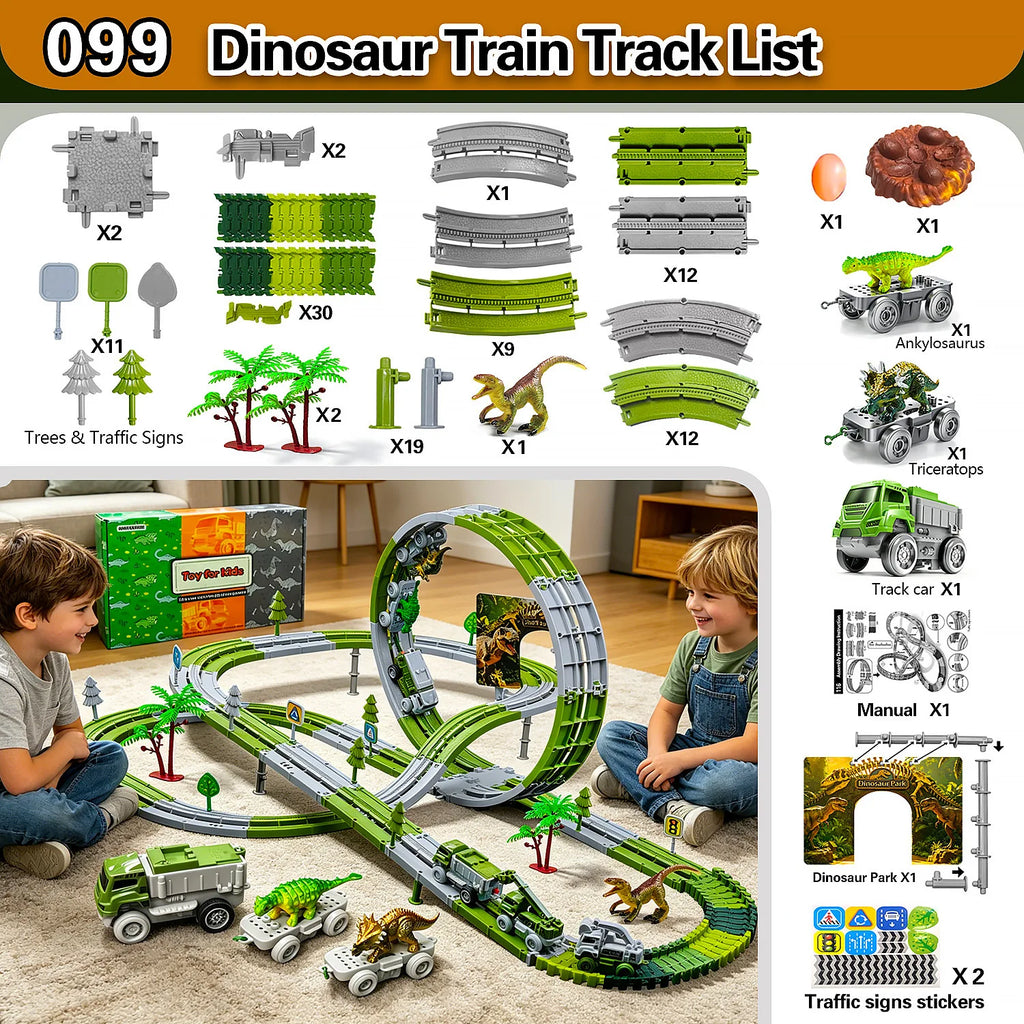 DIY Space Track Toys Dinosaur Racing Car Track Set Magic Climbing Flexible Rail Car Toy for Kids gift