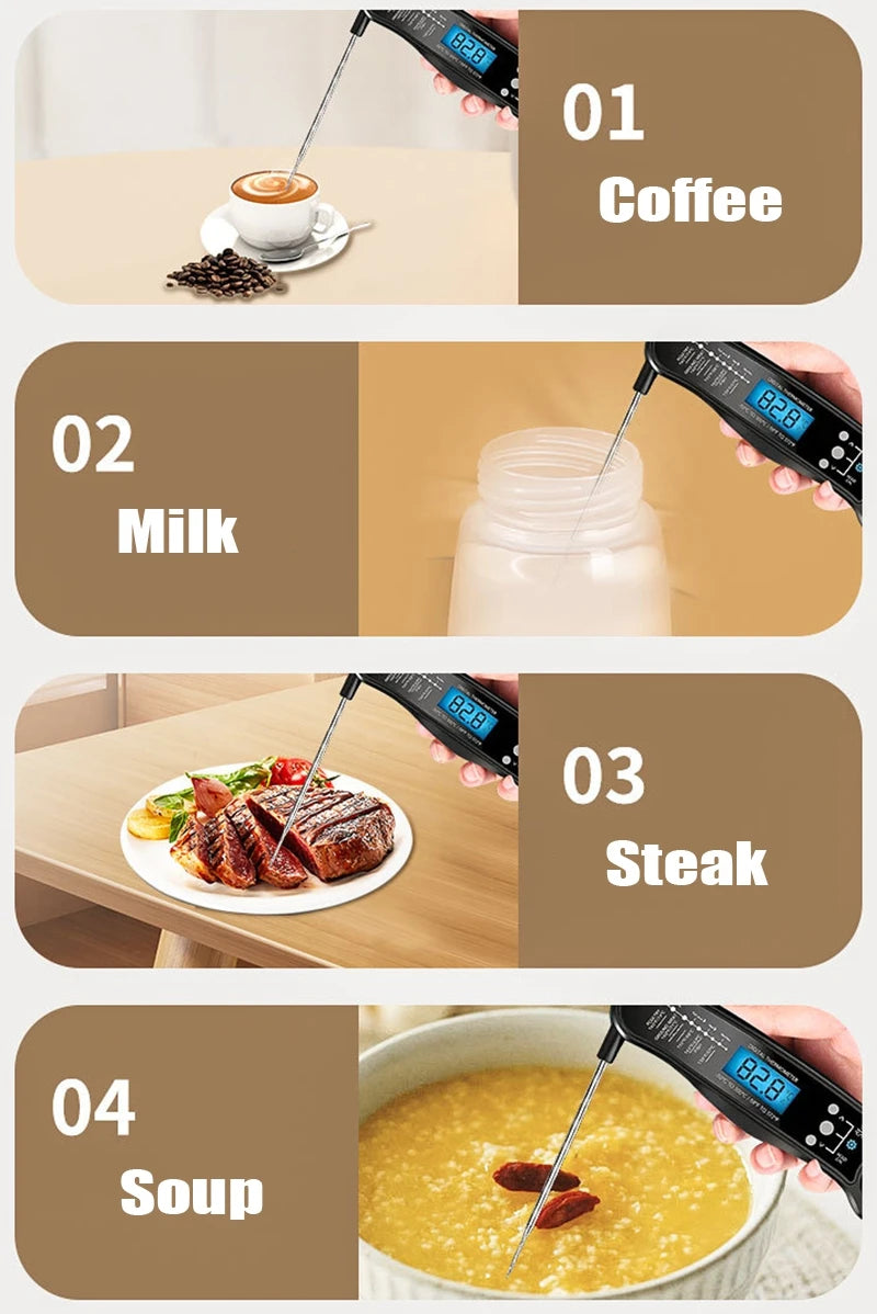 BBQ Meat Thermometer Digital Food Thermometer with 2 Probe Cooking Thermometer Milk Heat Gauge For Meat Kitchen Thermometer