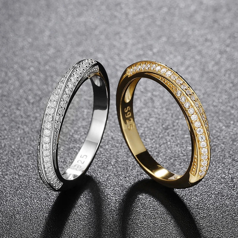 Pass Diamond Tester Pen Moissanite Ring Full Moissanites Around for Women S925 Silver Wedding Diamonds Band Stackable Ring
