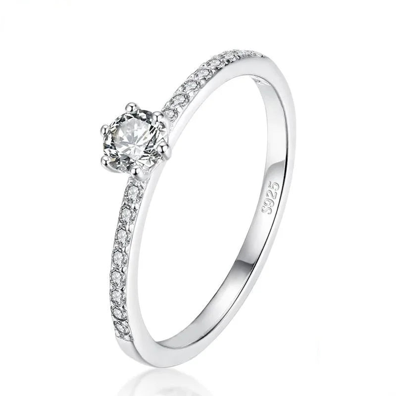 Butterflykiss 4.5mm S925 Sterling Silver  Round Real Moissanite Rings For Women Girls Cassic Wedding Statement Fine Jewelry Gift