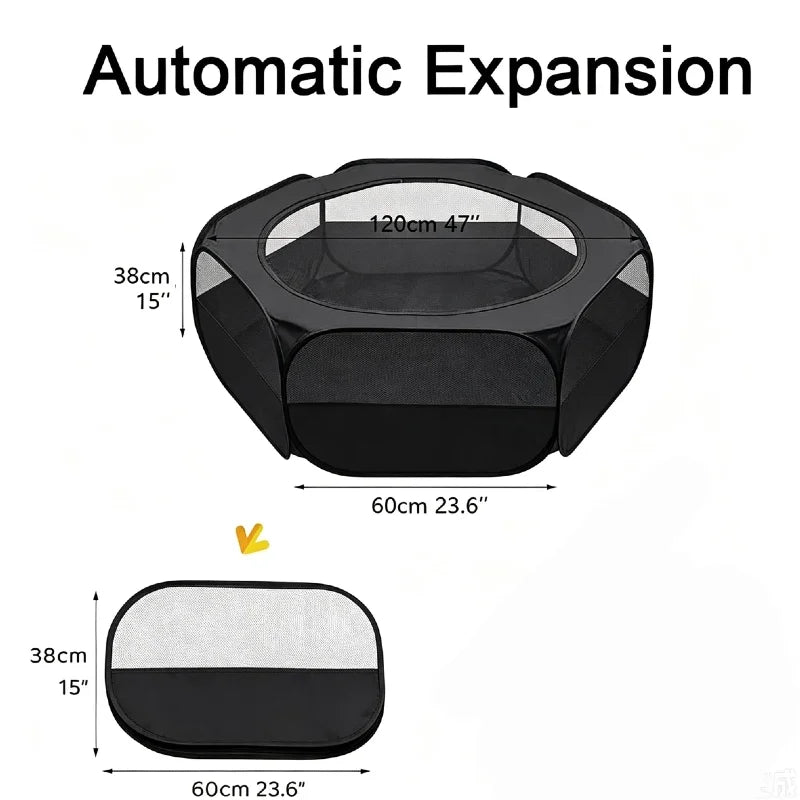 120cm Hexagon Small Pet Cage Portable Foldable Cat Dog Hamster Rabbit Guinea Pig Pet Playpen Open Fence Mesh Yard Garden Indoor