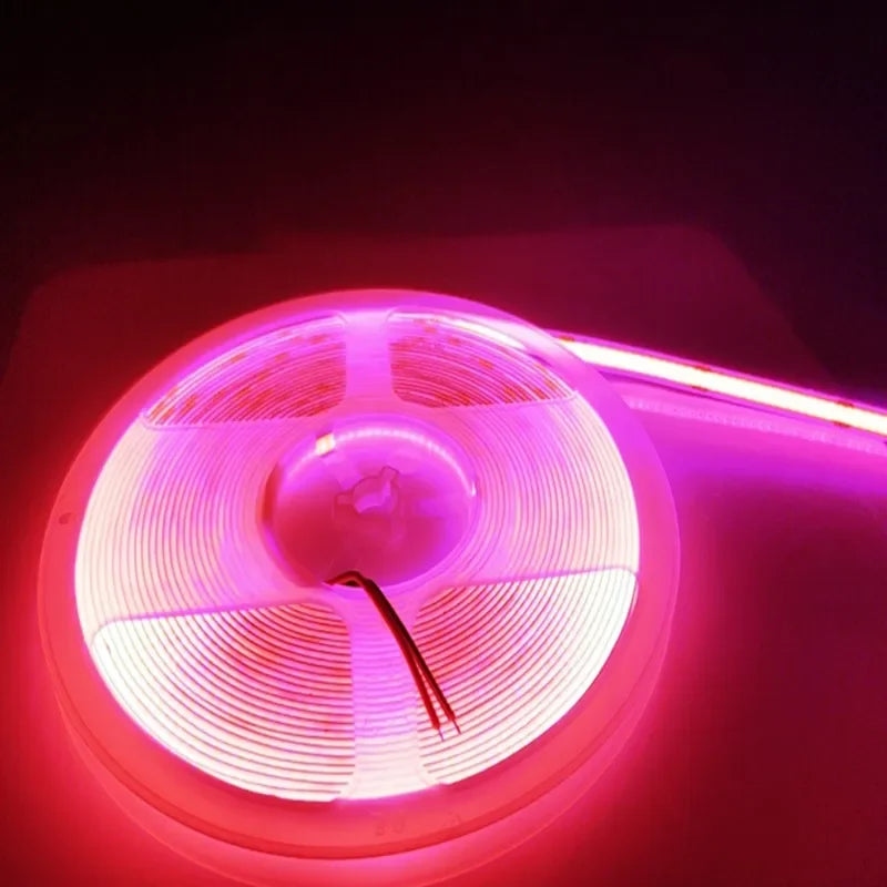 DC 12V 24V COB Strip 320Leds/480LedsM High Density RA90/RA95 Pink Yellow Ice Blue Red Green Flexible Ribbon Rope FOB LED Light