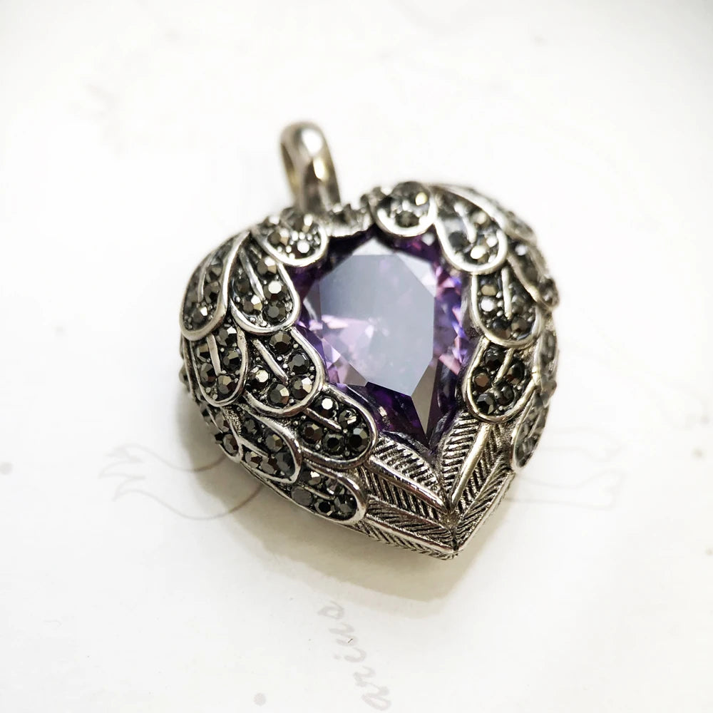 Pendant Key With Snake Winged Heart Summer Fine Jewelry Europe Accessorie 925 Sterling Silver Vintage Happiness Gift For Woman