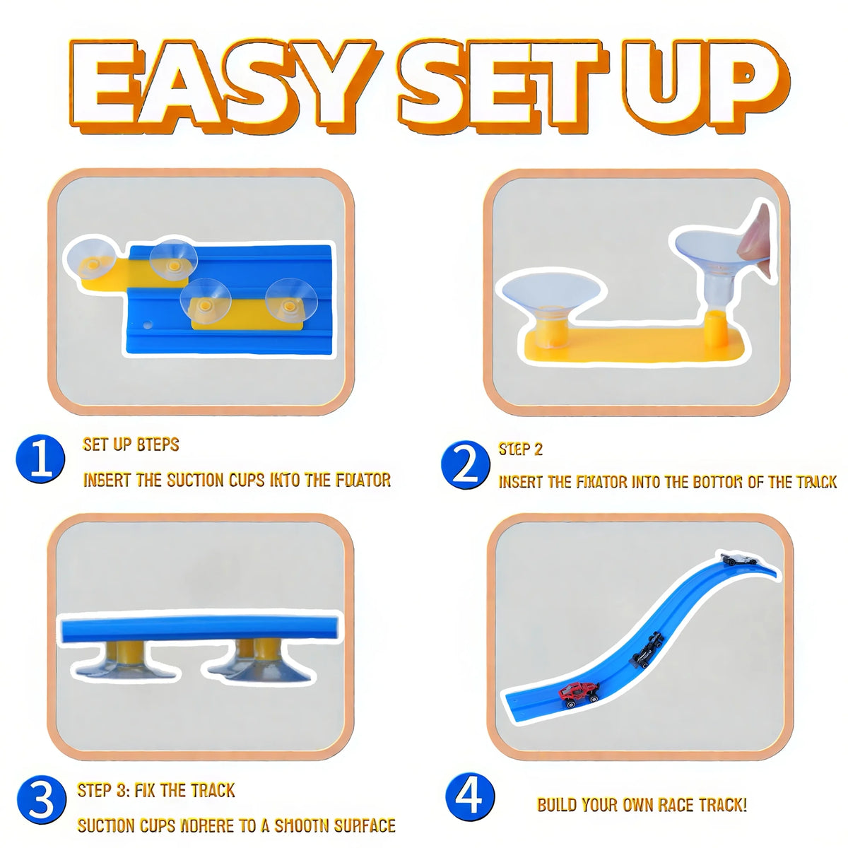 DIY Dual Flexible Track Car Racing Set with 498cm PVC Soft Race Track and 4 Sliding Cars Educational Toys Gift for Children Game
