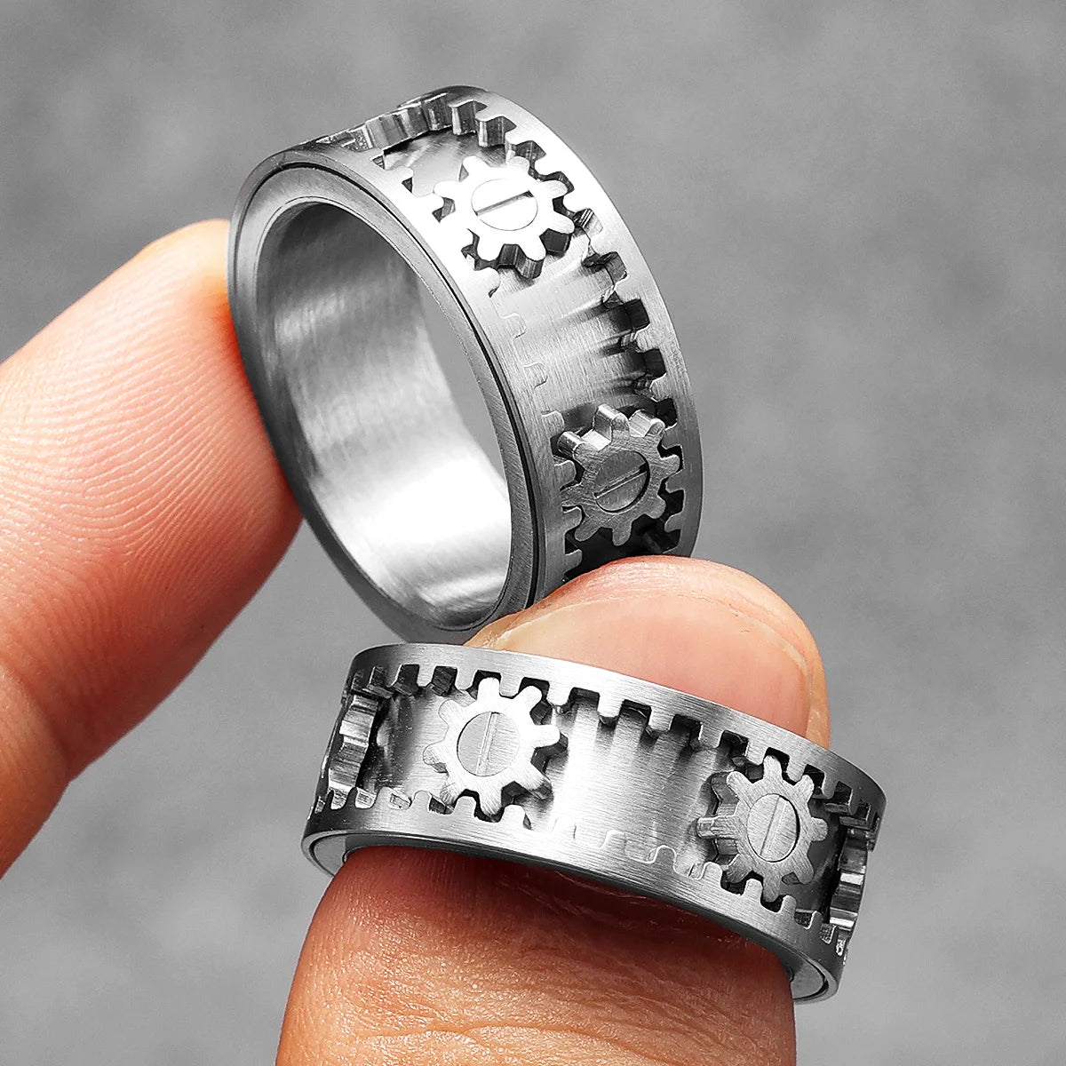 Fidget Spinner Gemstone Gear Men Rings Stainless Steel Women Jewelry Punk New in Rock Hip Hop Fashion Accessories Gift Wholesale