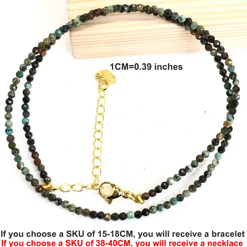 Natural Gemstones 2mm Cutting Angle beads Necklace Tourmaline quartz garnet zircon Bracelet Choker Men Female Jewelry Party Gift