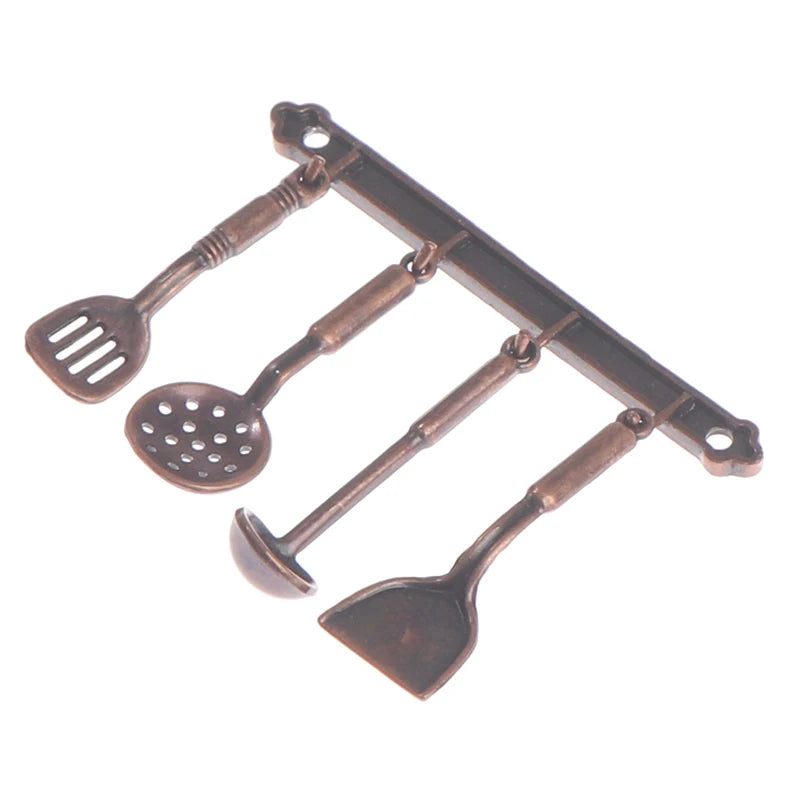 1/12 Dollhouse Miniature Accessories Mini Shovel Soup Spoon Storage Holder Simulation Furniture Kitchen Utensils For Decoration