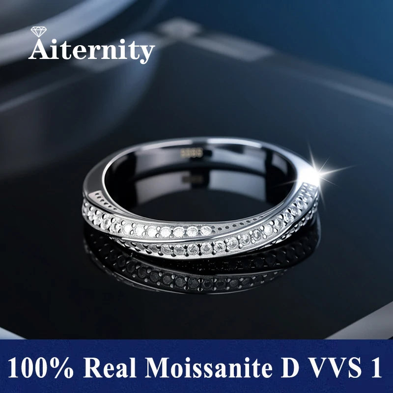 Fashion V Shape D VVS1 Moissanite Row Rings for Woman 925 Sterling Silver Jewelry Gift Woman's Moissanite Diamond Ring