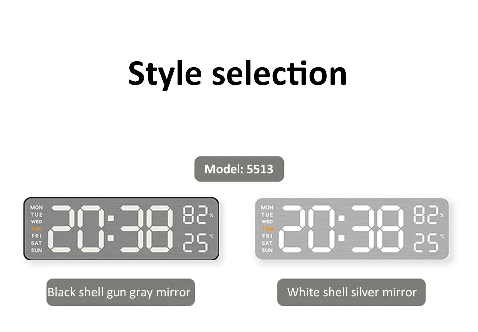 Mirror Brushed Finish Wall Clock Premium Feel Silent Wall Clock Table Alarm Clock Temp Display Bedroom Office Living Room Decor