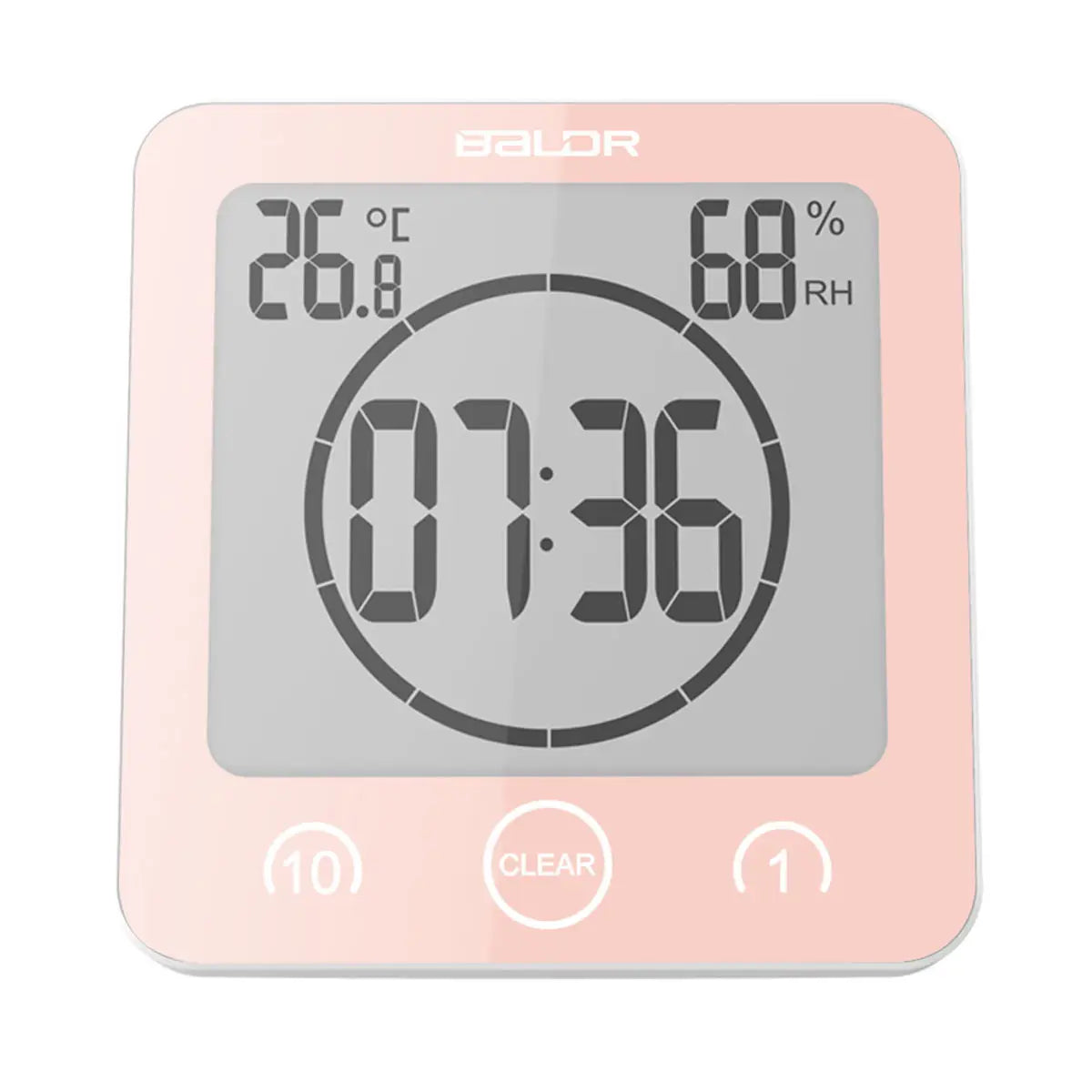Waterproof Bathroom Wall Clock Digital Shower Clock Timer with Touch Screen, Temperature, Hanging Hole Stand for Kids & Adults