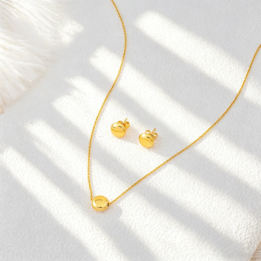 Italian  Gold Color Jewelry Set for Women Small Design Earrings and Necklace 2Pcs Set for Party Daily Wear Girls Gifts Jewelry