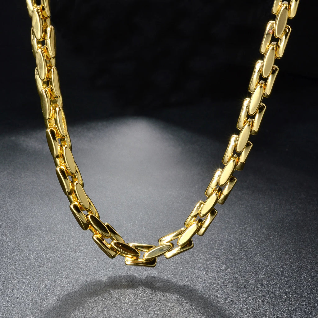 Dubai 18k Gold-Plated Hiphop Link Chain Necklace For Women Man Statement Gold Color Choker Classic Trendy Wedding Party Gifts