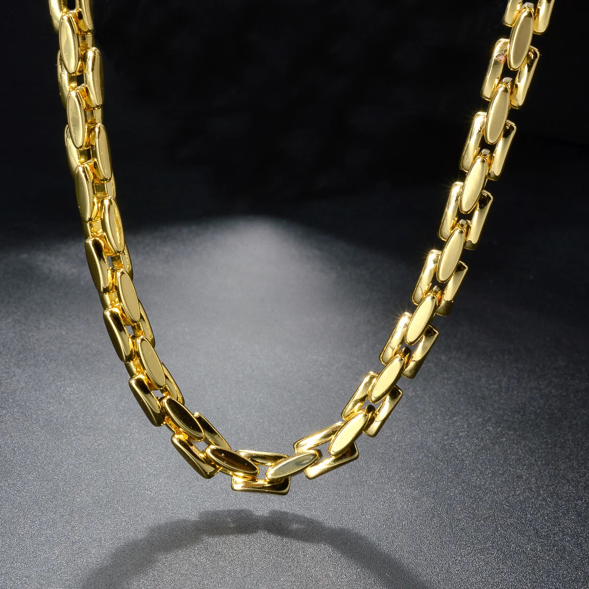Dubai 18k Gold-Plated Hiphop Link Chain Necklace For Women Man Statement Gold Color Choker Classic Trendy Wedding Party Gifts