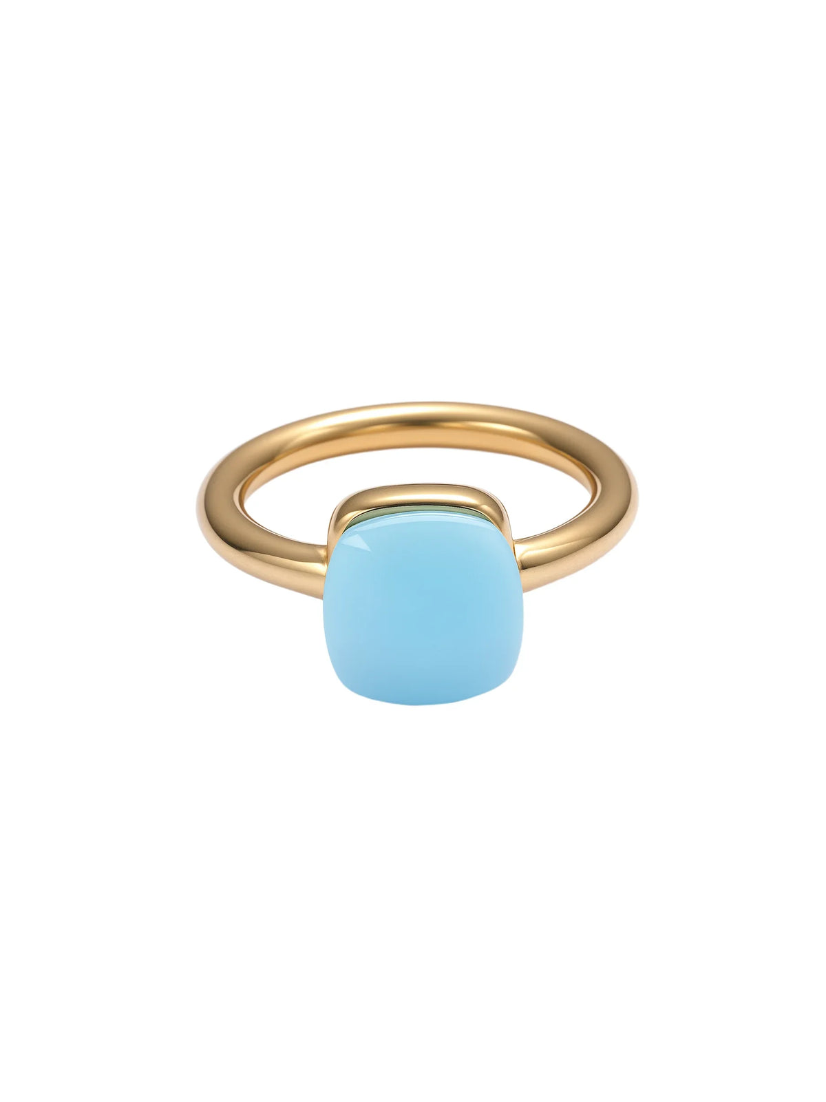 Colorful Crystal Nude Ring for Women 18K Gold Plated Stainless Steel Candy Color Square Stone Statement Rings Jewelry Gift