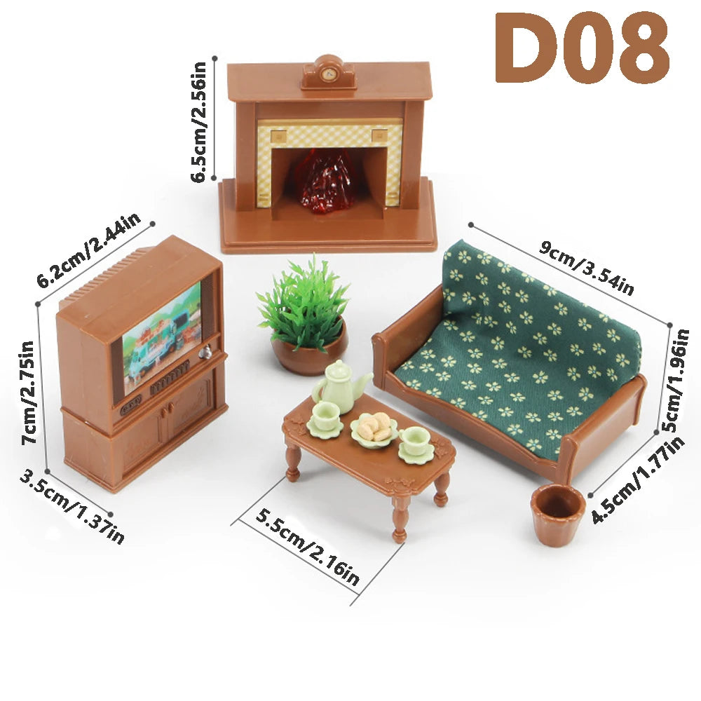 Doll House 1:12 Miniature Furniture Kitchen Toy Dining Table Dollhouse Accessories Montessori Bedroom Bathroom For Girl Gift