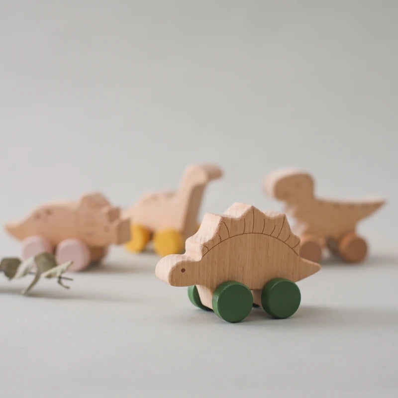 Wooden Montessori Toys Animal Block Dragging Stars Moon Surround Train  Hand Coordination Stacking Toy Handmade Decoration Gifts