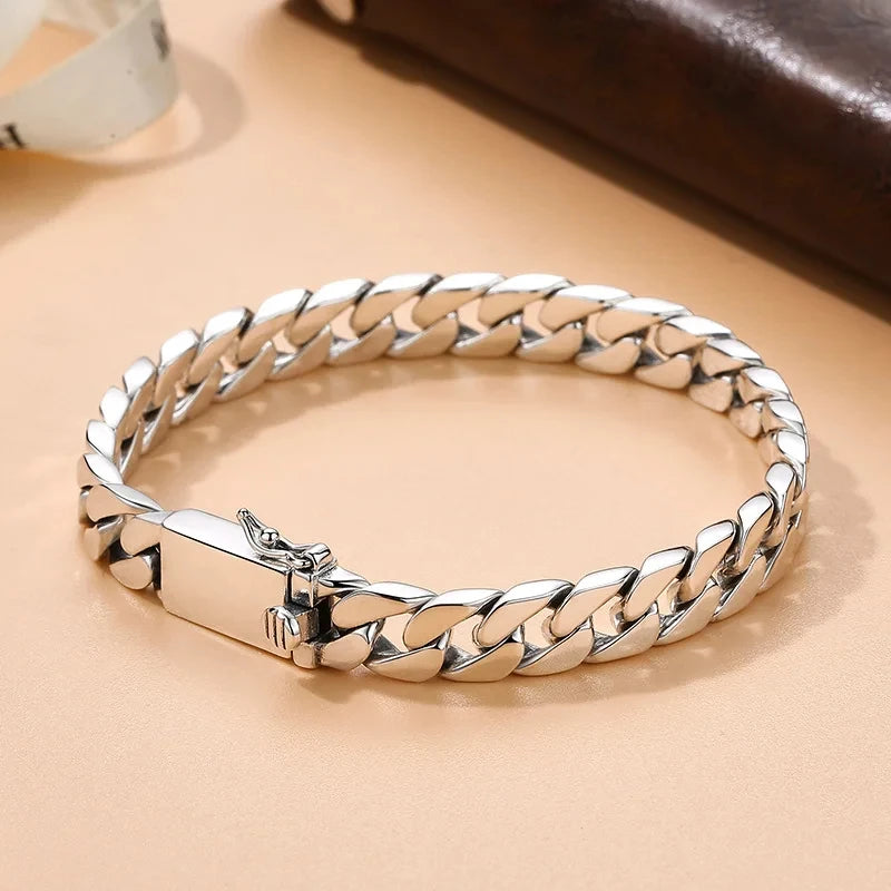 100% S925 Sterling Silver Necklace 7MM 8MM 10MM Punk 925 Silver Chains Original Certified Jewelry Gifts
