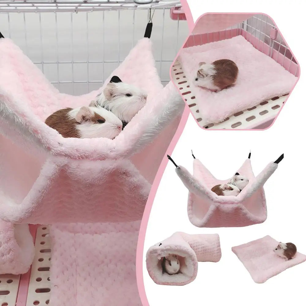 Hamster Nest Winter Bed House Shed Hanging Hammock Cage Tunnel Plush Hideaway for Hamster Guinea Pigs Sugar Small Pe H8z6