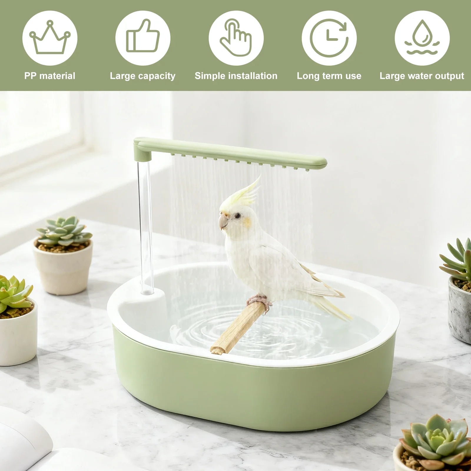 Bird Shower Bath Generous Capacity USB Electric Circulating Water Bird Bathtub for Lovebird Cockatiel Finches Cockatoo Conure