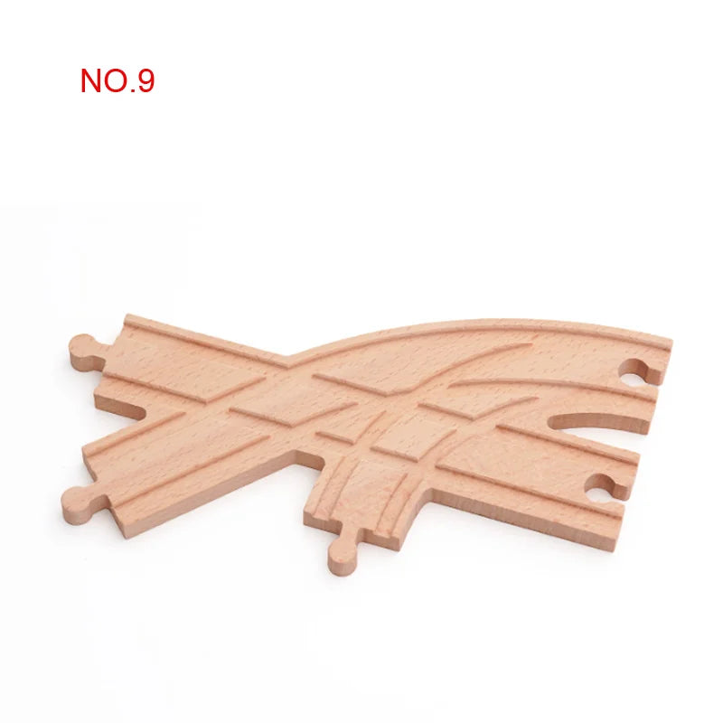 New Wooden Railway Track All Kinds Fork Rail Bifurcation Beech Wood Track Accessories Fit for Thomos Wooden Train Tracks Toy