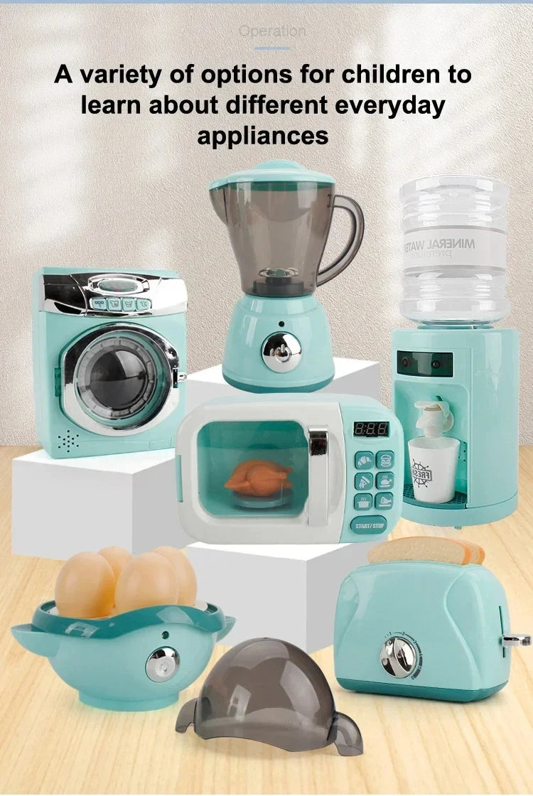 Simulation Kitchen Appliance Playset Kids Pretend Play Kitchen Toy Mini Household Appliance Role-Play Set Educational Toys Gifts