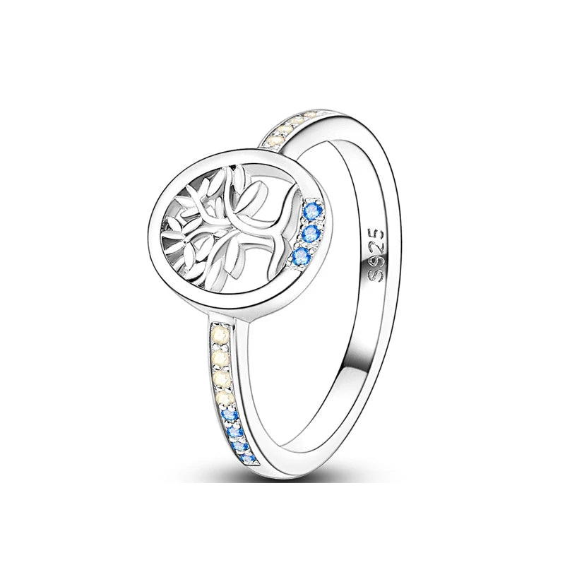 Christmas 925 Sterling Silver Crown Heart Flower Wing Zircon Sparkling Rings For Women Fine Jewelry wedding Anniversary Gifts